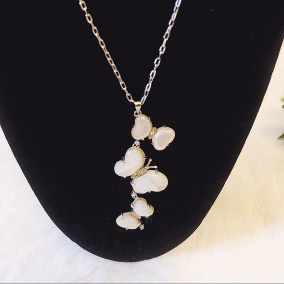 Silver Mother-of-Pearl Multi-Butterfly Pendant Necklace - Picture 2 of 9